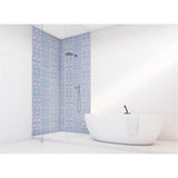 Panneau mural douche VIPANEL - Carrelage carreaux bleu et blanc - Finition - Finition brillant