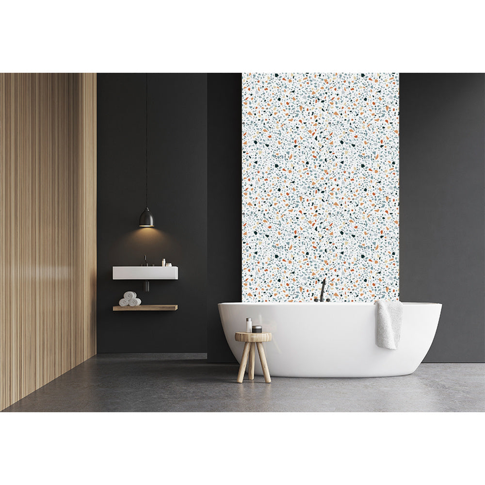 Panneau mural douche VIPANEL - Pierre terrazzo bleu - Finition - Finition mat