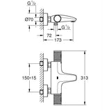 GROHE Pack bain/douche avec mitigeur thermostatique + douchette + support + flexible
