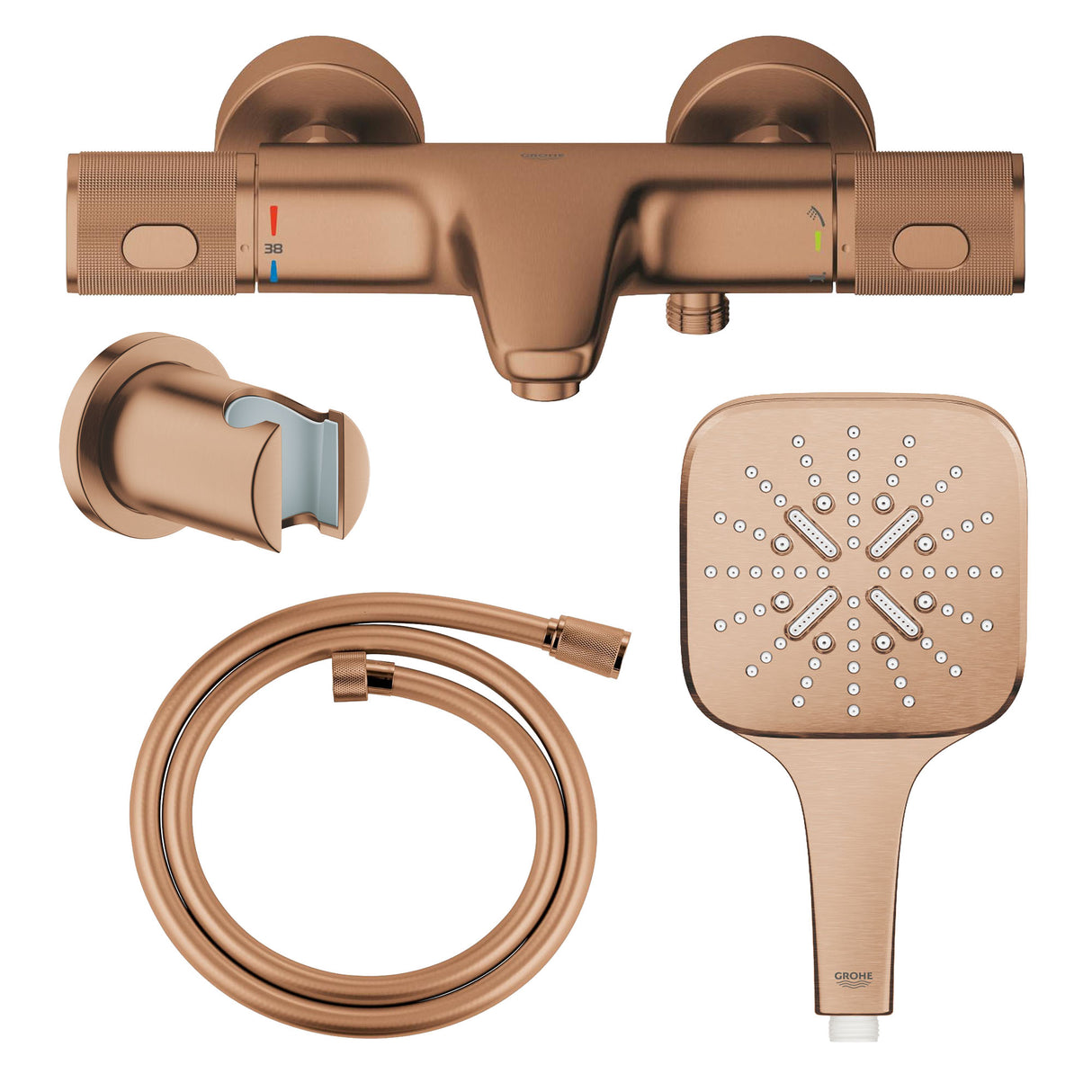 GROHE Pack bain/douche avec mitigeur thermostatique + douchette + support + flexible