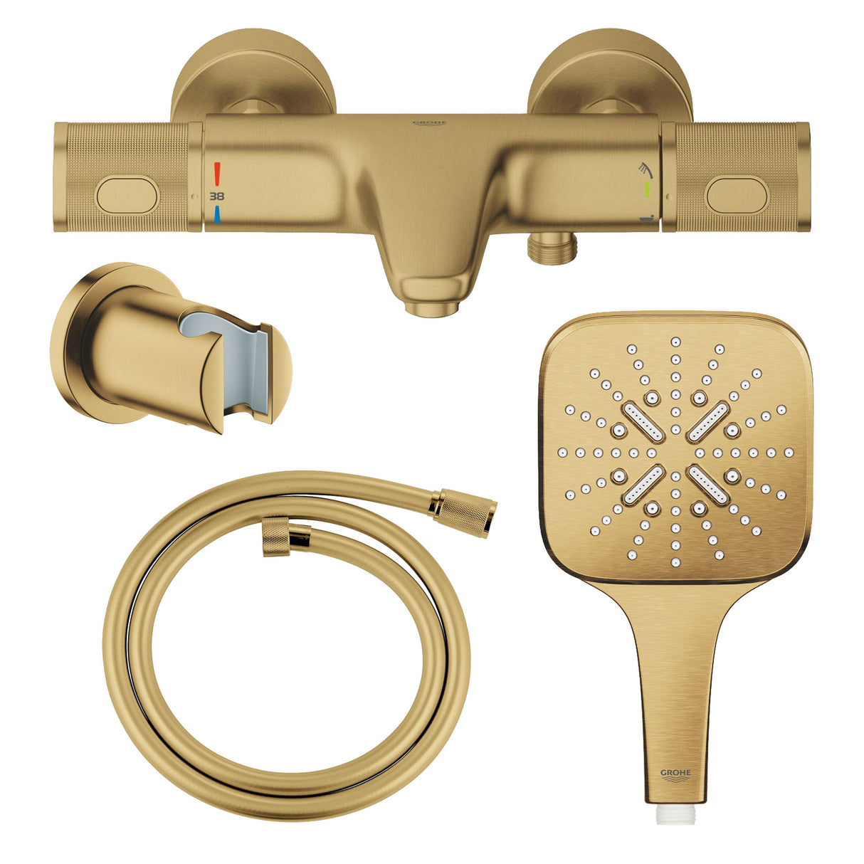 GROHE Pack bain/douche avec mitigeur thermostatique + douchette + support + flexible