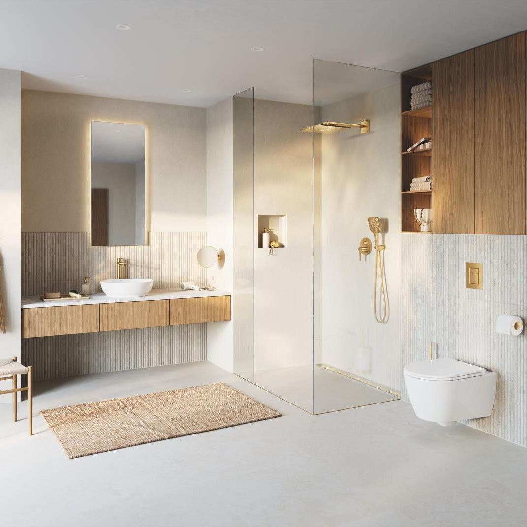 GROHE Pack bain/douche avec mitigeur thermostatique + douchette + support + flexible