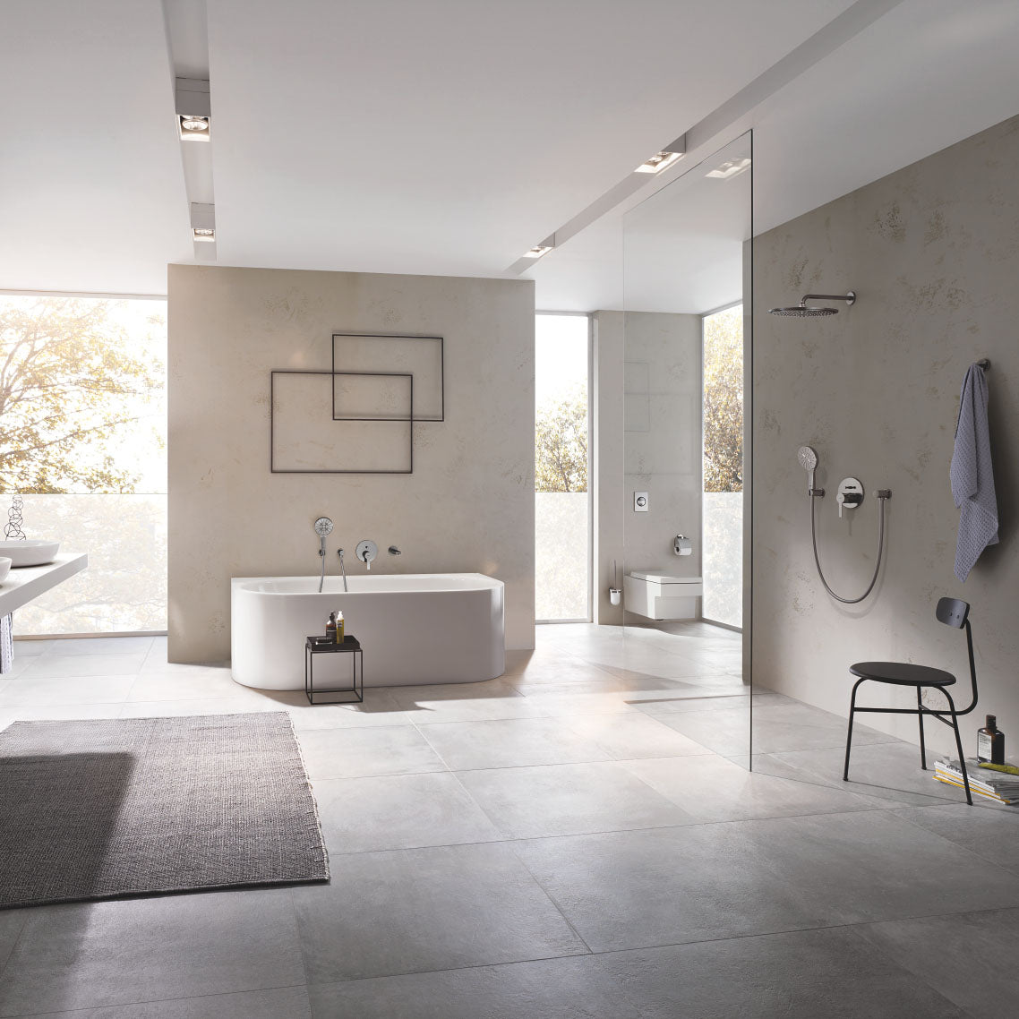 GROHE Pack douche encastré avec mitigeur monocommande + douchette + barre de douche + flexible + coude