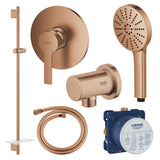 GROHE Pack douche encastré avec mitigeur monocommande + douchette + barre de douche + flexible + coude