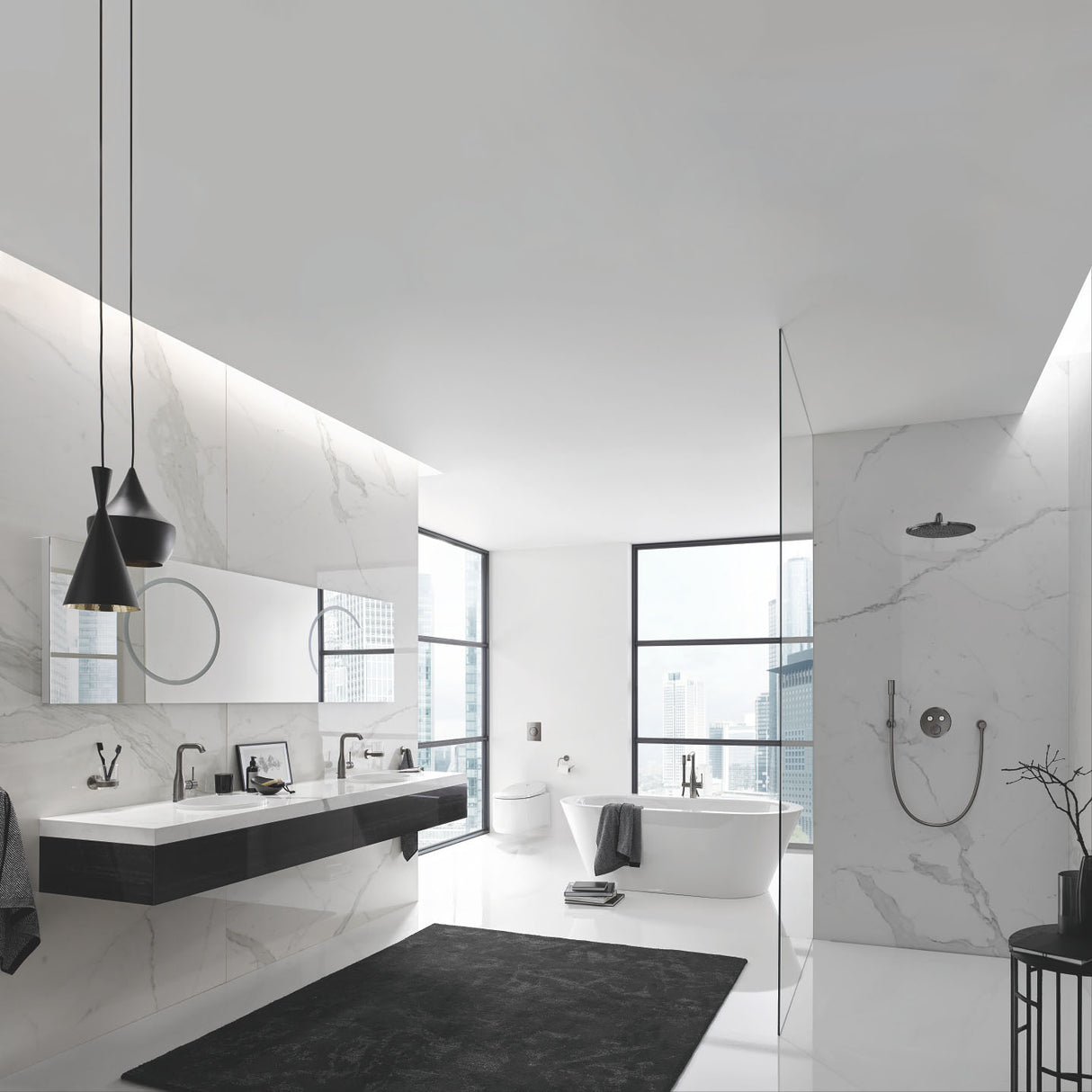 GROHE Pack douche encastré avec mitigeur monocommande + douchette +barre de douche + douche de tête + flexible + coude