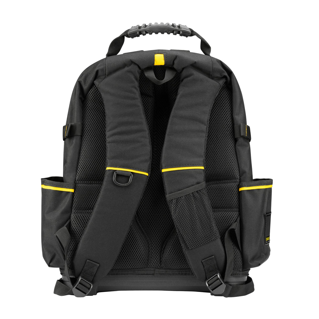 Sac à dos Stanley, type sac à outils, couleur noir avec détails jaunes.