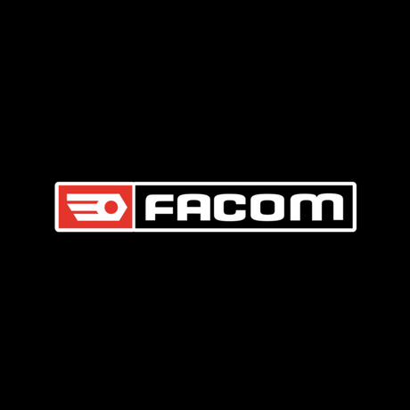 Logo de la marque Facom, outillage, couleur noir, rouge et blanc