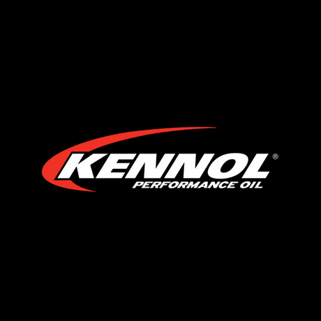 Logo de la marque Kennol, type lubrifiant, couleur noir, texte blanc et rouge.