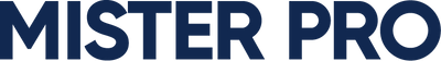 Logo Mister PRO, image de marque, lettrage bleu foncé, identité visuelle