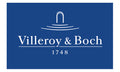 Logo marque Villeroy & Boch, typographie blanche, fond bleu, type logo, couleur bleu et blanc