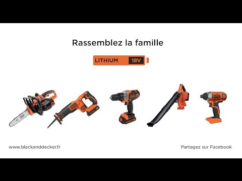 BLACK+DECKER Perceuse à percussion sans fil 18V batterie 1,5Ah avec 104 accessoires BDCHD18S1KA-QW