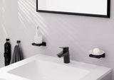 Gobelet mural Hansgrohe, porte-savon mural Hansgrohe, accessoires noirs salle de bain.