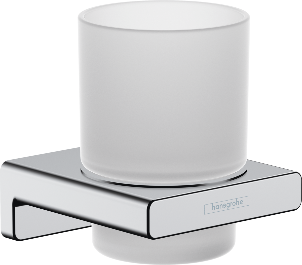 Gobelet porte-verre Hansgrohe, accessoire salle de bain, blanc givré et chrome