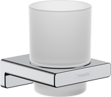 Gobelet porte-verre Hansgrohe, accessoire salle de bain, blanc givré et chrome