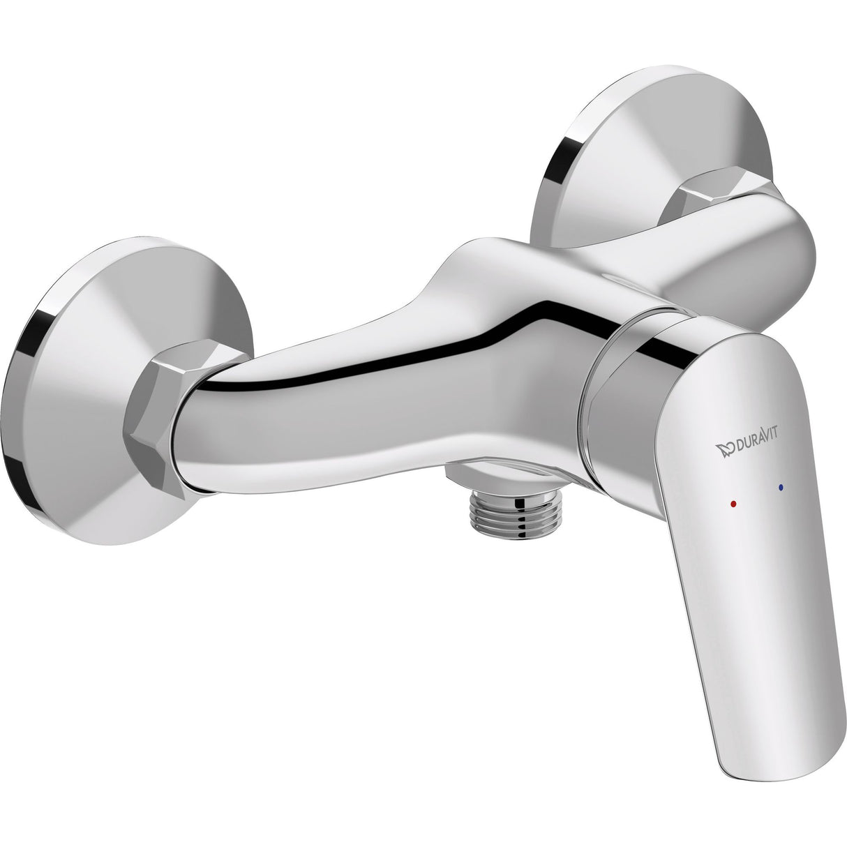 Mitigeur de douche Duravit chromé, robinetterie salle de bain moderne.