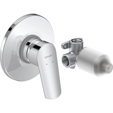 Mitigeur de douche chromé Duravit, bouton levier, couleur argent, robinetterie moderne