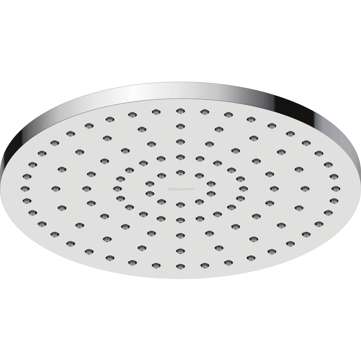 Pommeau de douche Duravit rond chromé, tête de douche design, couleur argentée.