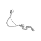 Vidage baignoire blanc de marque Wirquin avec siphon et flexible, sanitaire plomberie.