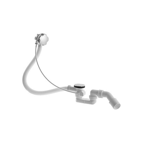 Vidage baignoire blanc de marque Wirquin avec siphon et flexible, sanitaire plomberie.