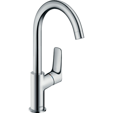 Mitigeur de cuisine Hansgrohe, robinet chromé, design moderne, couleur argentée