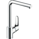 Mitigeur cuisine Hansgrohe, robinet chromé moderne, couleur argentée