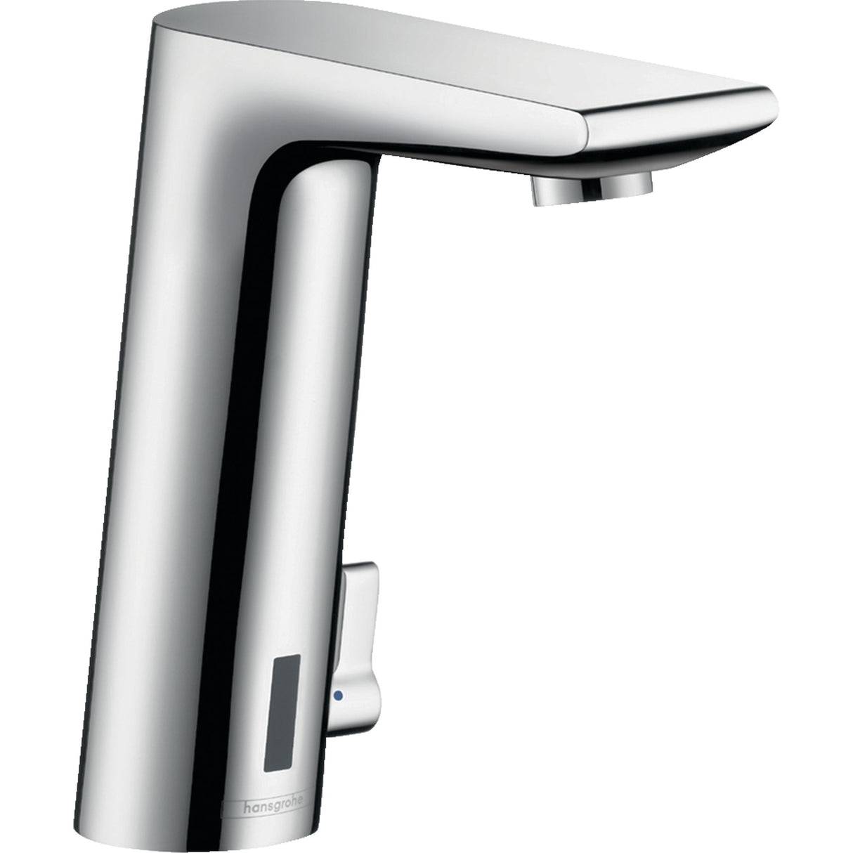 Robinet mitigeur automatique Hansgrohe chromé, design moderne, couleur argentée.