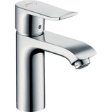 Mitigeur de lavabo Hansgrohe chromé, robinet de salle de bain moderne couleur argent.