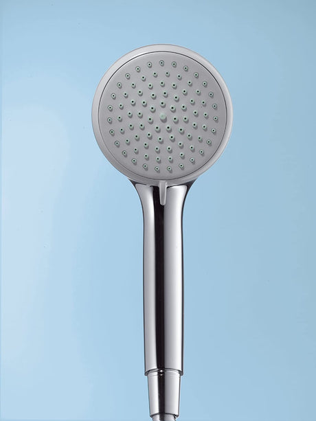 Pommeau de douche Grohe, accessoire sanitaire, finition chromée argentée