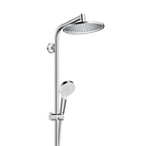 Colonne de douche Hansgrohe en inox, couleur chromée, avec pommeau et douchette