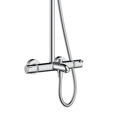 Mitigeur thermostatique Grohe chromé pour douche, design moderne, couleur argentée.