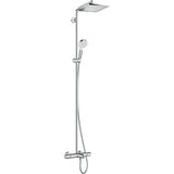 Colonne de douche Grohe chromée avec mitigeur thermostatique, design moderne.