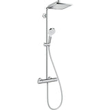 Colonne de douche Grohe en acier chromé, mitigeur thermostatique, pommeau carré.
