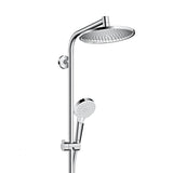 Colonne de douche Grohe chromée avec tête ronde et douchette à main, couleur argentée