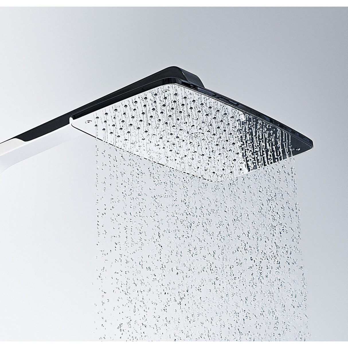 Pommeau de douche Grohe, carré, couleur chromée, avec jets d'eau, salle de bain moderne