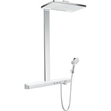 Colonne de douche Hansgrohe, ensemble de douche chromé avec douchette et pomme de tête carrée