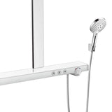 Colonne de douche Grohe chromée, mitigeur thermostatique, design moderne argenté