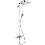 Colonne de douche Hansgrohe, ensemble de douche chromé, design moderne, couleur argentée