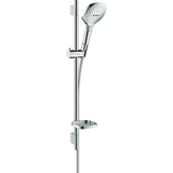 Barre de douche Hansgrohe, kit douchette, inox chromé argenté, design moderne.