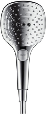 Pommeau de douche Hansgrohe, douchette chromée argent, design moderne.