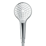 Douchette Hansgrohe chromée, pommeau de douche rond couleur argent
