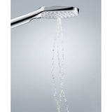 Pommeau de douche Grohe, couleur chromée, jet d'eau visible