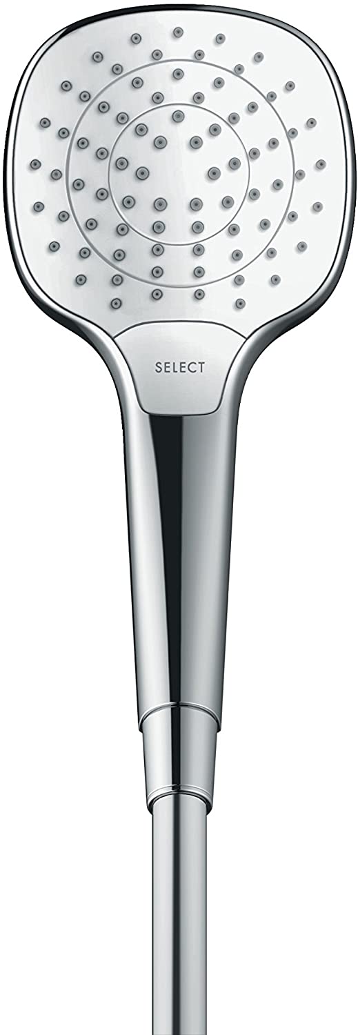 Pommeau de douche Hansgrohe chromé, design moderne, coloris argenté.