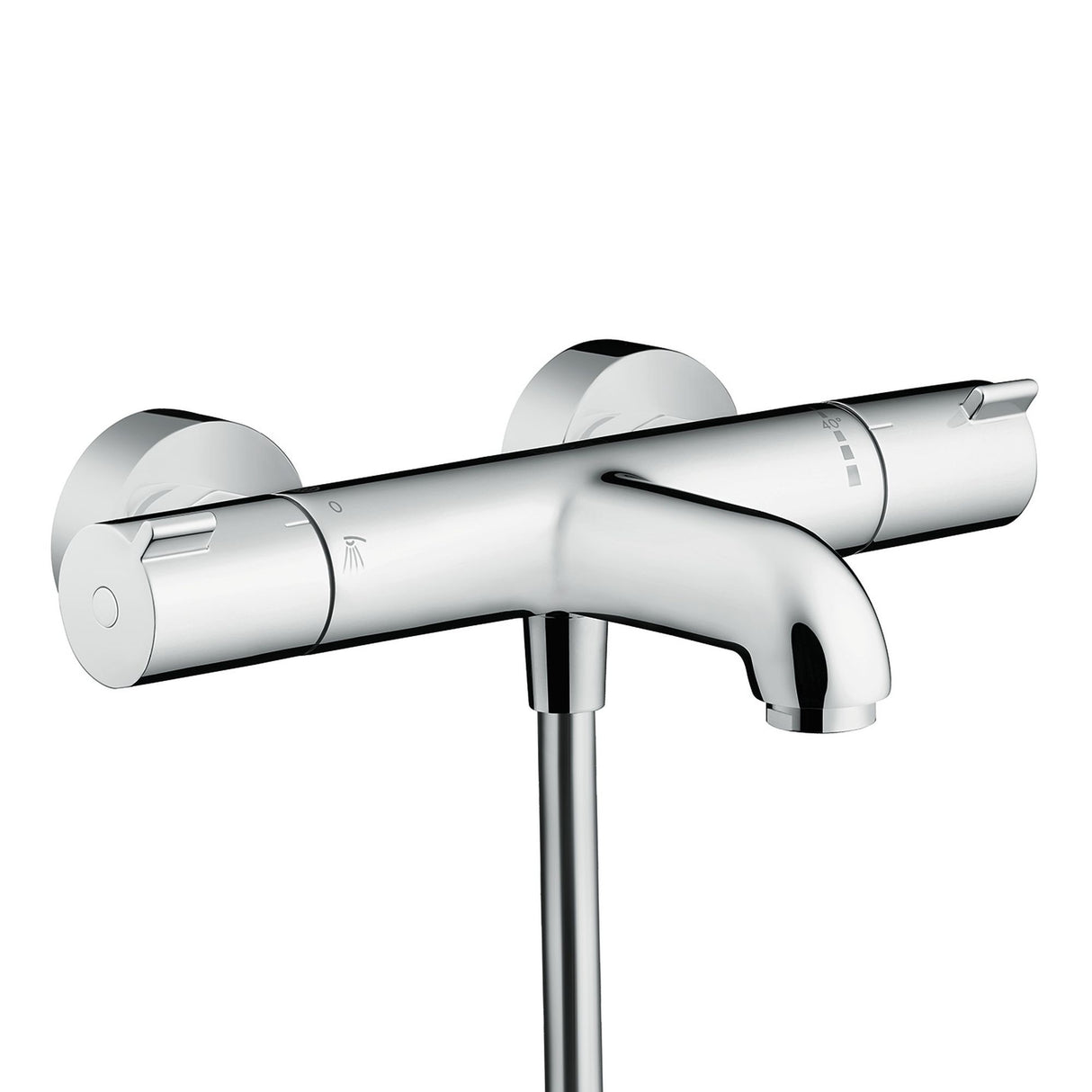 Mitigeur thermostatique Hansgrohe, robinet de bain, couleur chrome.