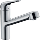 Mitigeur Grohe, robinet de cuisine chromé, design moderne, couleur argentée.