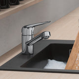 Mitigeur chromé Grohe pour évier de cuisine, robinet moderne couleur argent, design élégant