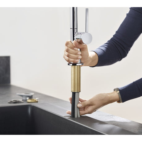 Mitigeur Grohe pour évier, couleur chromée, installation de robinet de cuisine