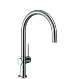 Mitigeur Grohe chromé pour évier, robinet de cuisine couleur argentée design moderne.