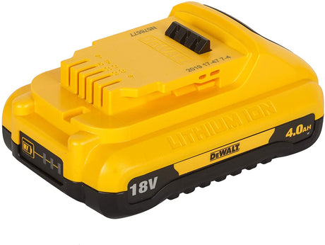 Batterie Dewalt Li-ion 18V 4.0Ah, couleur jaune, pour outils électroportatifs.