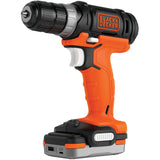 Perceuse visseuse Black+Decker sans fil, couleur orange et noire, outil électroportatif.