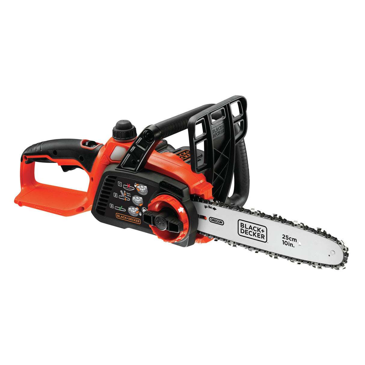 Tronçonneuse Black+Decker, outillage orange et noir, lame 25cm, électrique